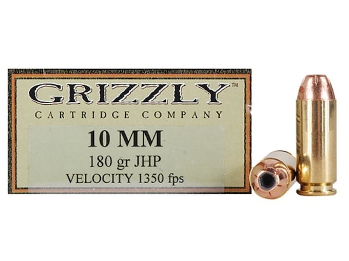 Grizzly Cartridge High Performance Handgun 10mm Auto Ammo 180 Grain Jacketed Hollow Point