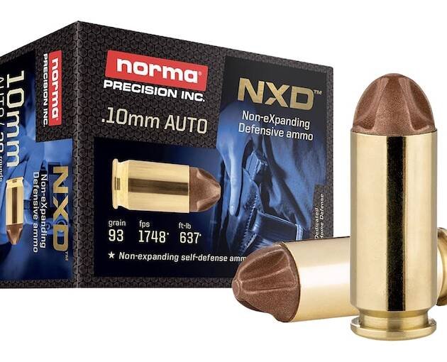 Norma NXD 10mm Auto Ammo 93 Grain Fluted Lead Free