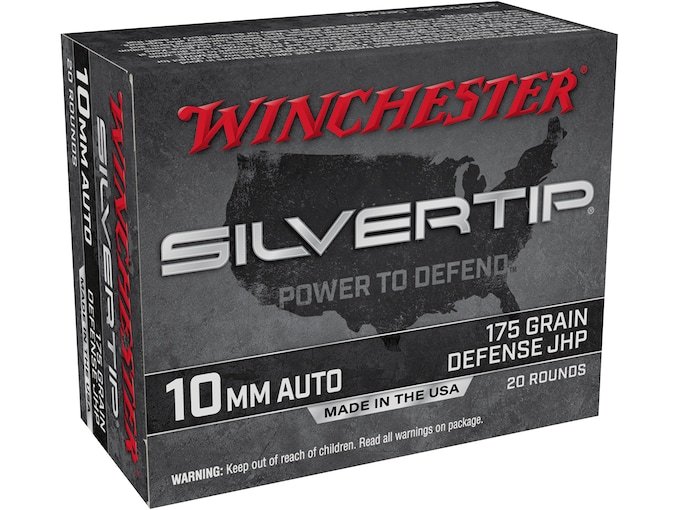 Winchester Silvertip Defense 10mm Auto Ammo 175 Grain Winchester Silvertip Jacketed Hollow Point