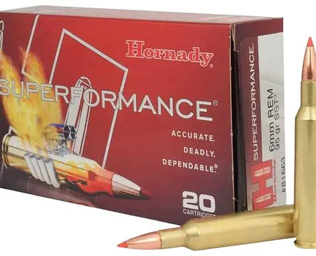 Hornady Superformance 6mm Remington Ammo 95 Grain Hornady SST (Super Shock Tip) Polymer Tip