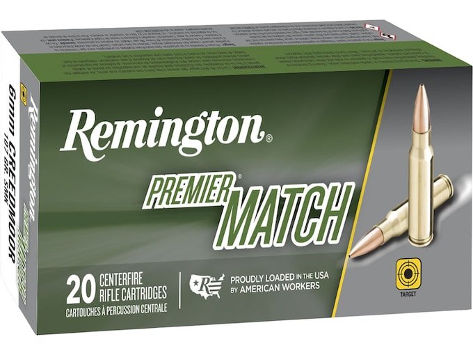 Remington Premier Match 6mm Creedmoor Ammo 107 Grain Sierra MatchKing Jacketed Hollow Point