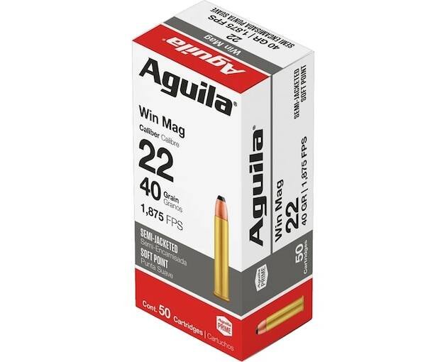 Aguila 22 Winchester Magnum Rimfire (WMR) Ammo 40 Grain Jacketed Soft Point