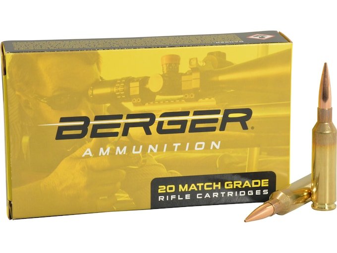 Berger Match Grade 6mm Creedmoor Ammo 105 Grain Hybrid Target Jacketed Hollow Point