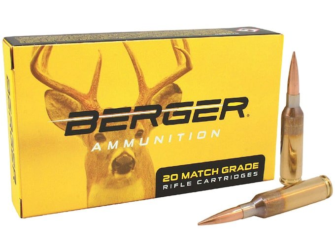 Berger Match Grade 6mm Creedmoor Ammo 108 Grain Elite Hunter Jacketed Hollow Point