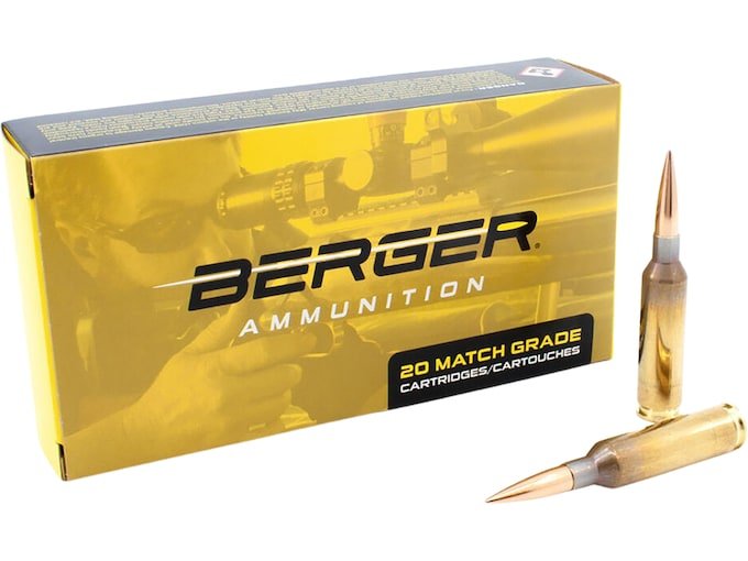 Berger Match Grade 6mm Creedmoor Ammo 109 Grain Hybrid Target Jacketed Hollow Point