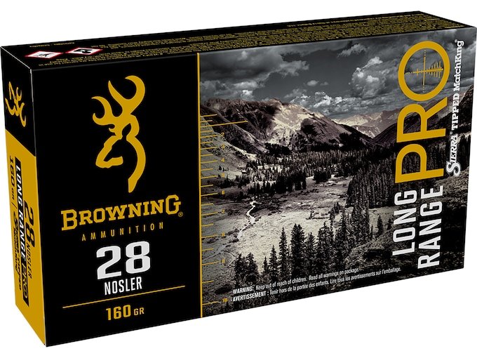 Browning Long Range Pro Match 28 Nosler Ammo 160 Grain Sierra Tipped MatchKing Polymer Tip