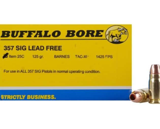 Buffalo Bore 357 Sig Ammo 125 Grain Low Flash Barnes TAC-XP Solid Hollow Point Lead Free