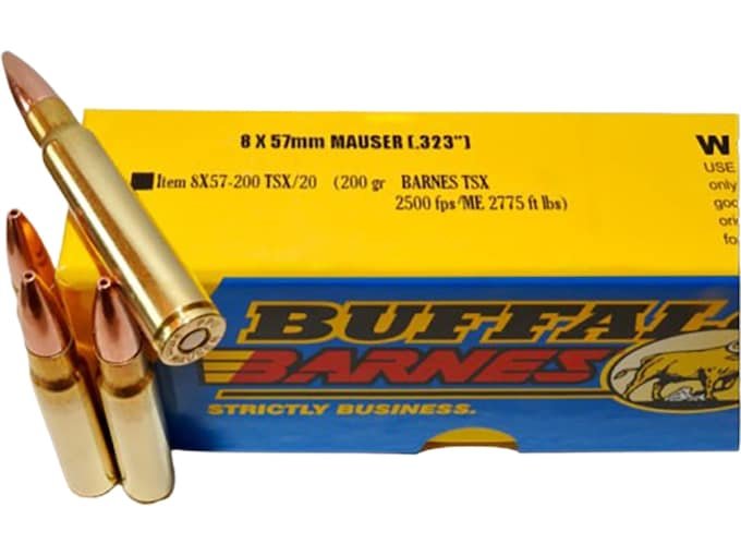 Buffalo Bore 8x57mm JS Mauser (8mm Mauser) Ammo 200 Grain Barnes TSX Hollow Point Lead Free