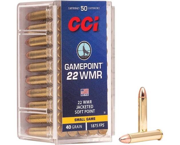 CCI GamePoint 22 Winchester Magnum Rimfire (WMR) Ammo 40 Grain Jacketed Soft Point