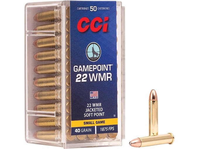 CCI GamePoint 22 Winchester Magnum Rimfire (WMR) Ammo 40 Grain Jacketed Soft Point