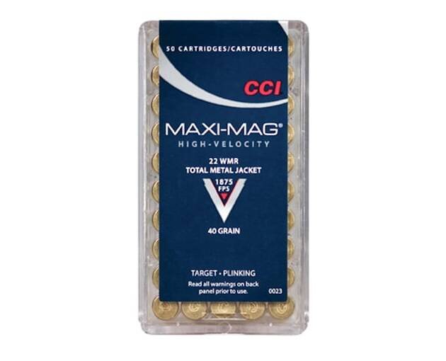 CCI Maxi-Mag 22 Winchester Magnum Rimfire (WMR) Ammo 40 Grain Full Metal Jacket