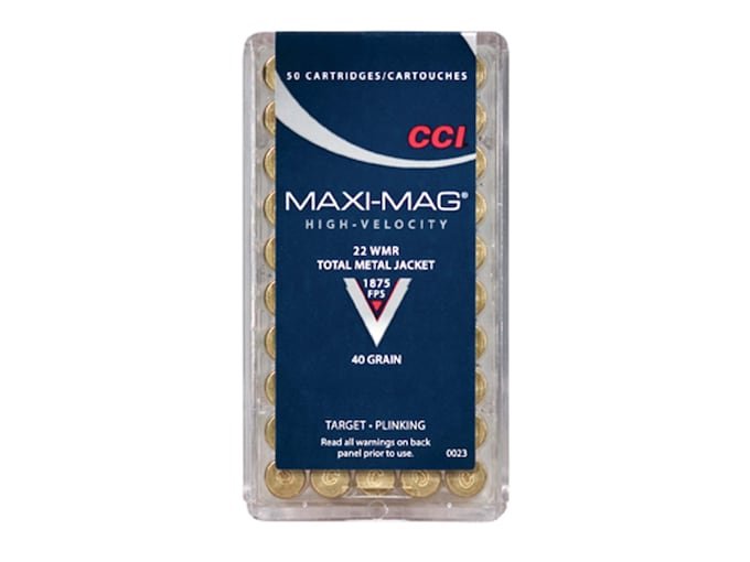 CCI Maxi-Mag 22 Winchester Magnum Rimfire (WMR) Ammo 40 Grain Full Metal Jacket