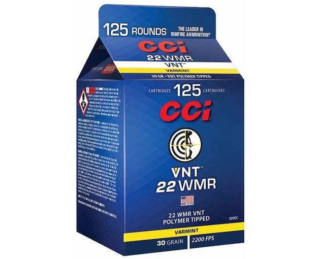 CCI VNT 22 Winchester Magnum Rimfire (WMR) Ammo 30 Grain Speer VNT Polymer Tip
