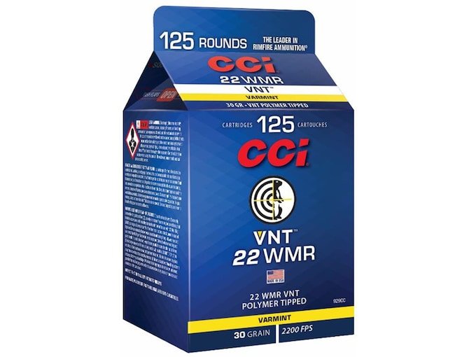 CCI VNT 22 Winchester Magnum Rimfire (WMR) Ammo 30 Grain Speer VNT Polymer Tip