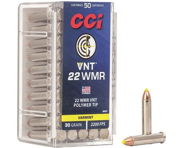 CCI Varmint 22 Winchester Magnum Rimfire (WMR) Ammo 30 Grain Polymer Tip