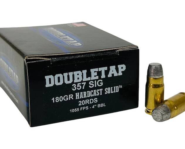 DoubleTap Hardcast Solid 357 Sig Ammo 180 Grain Flat Nose