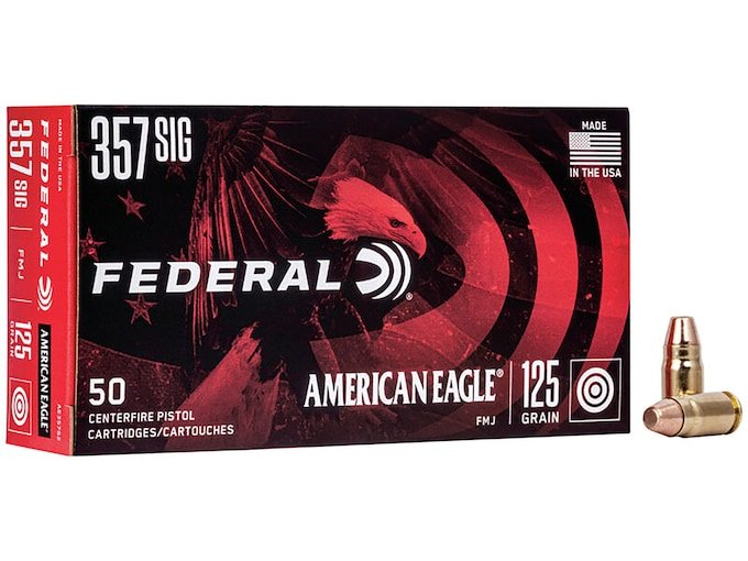 Federal American Eagle 357 Sig Ammo 125 Grain Full Metal Jacke