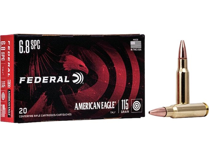 Federal American Eagle 6.8mm Remington SPC Ammo 115 Grain Full Metal Jacket