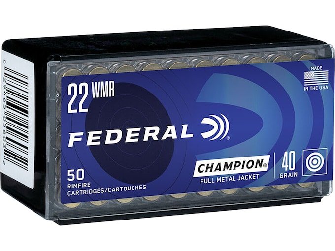 Federal Champion 22 Winchester Magnum Rimfire (WMR) Ammo 40 Grain Full Metal Jacket