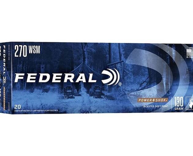 Federal Power-Shok 270 Winchester Short Magnum (WSM) Ammo 130 Grain Jacketed Soft Point