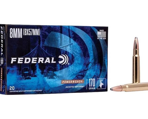 Federal Power-Shok 8x57mm JS Mauser (8mm Mauser) (323 Diameter) Ammo 170 Grain Jacketed Soft Point