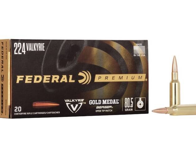 Federal Premium Gold Medal 224 Valkyrie Ammo 80.5 Grain Berger Target Jacketed Hollow Point