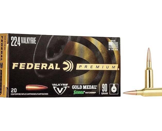 Federal Premium Gold Medal 224 Valkyrie Ammo 90 Grain Sierra MatchKing Jacketed Hollow Point