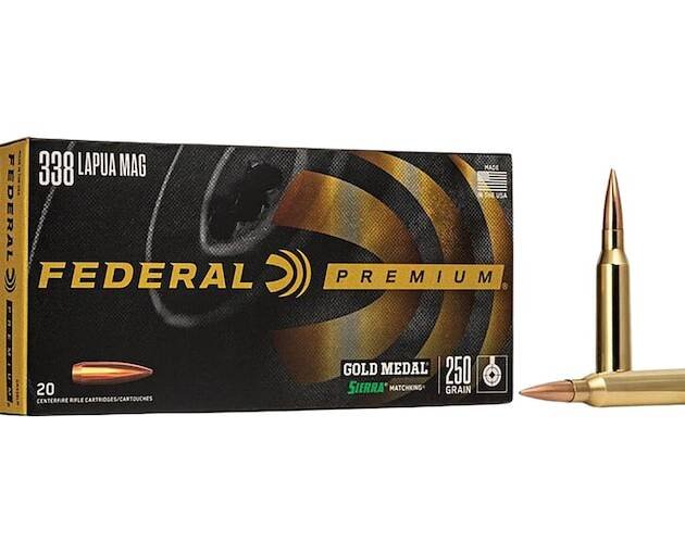 Federal Premium Gold Medal 338 Lapua Magnum Ammo 250 Grain Sierra MatchKing Jacketed Hollow Point