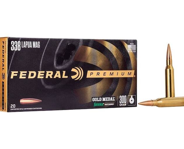 Federal Premium Gold Medal 338 Lapua Magnum Ammo 300 Grain Sierra MatchKing Jacketed Hollow
