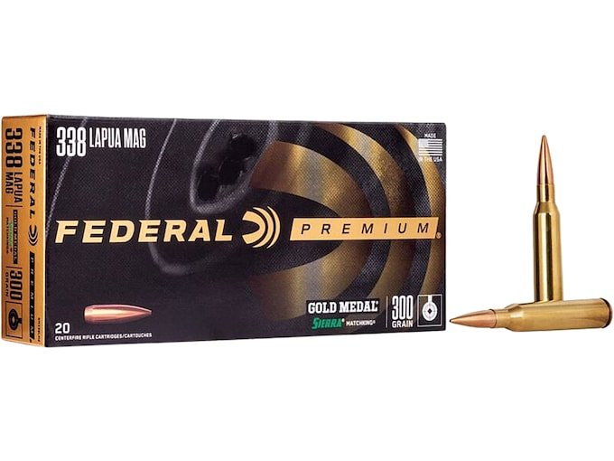 Federal Premium Gold Medal 338 Lapua Magnum Ammo 300 Grain Sierra MatchKing Jacketed Hollow
