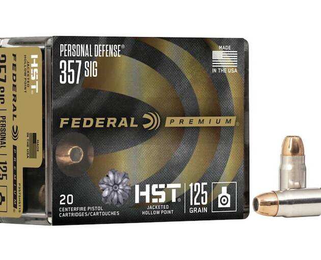 Federal Premium Personal Defense 357 Sig Ammo 125 Grain Federal HST Jacketed Hollow Point