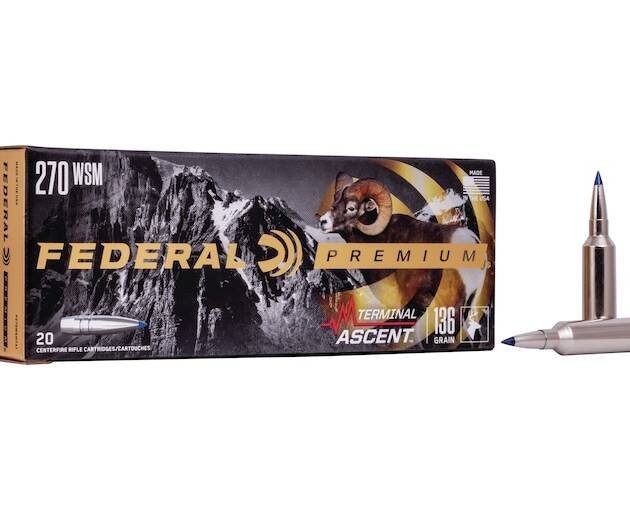 Federal Premium Terminal Ascent 270 Winchester Short Magnum (WSM) Ammo 136 Grain Bonded Polymer Tip