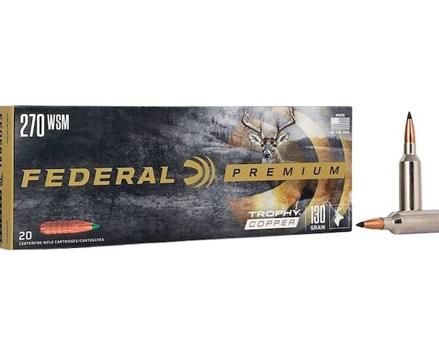 Federal Premium Trophy Copper 270 Winchester Short Magnum (WSM) Ammo 130 Grain Federal Polymer Tip Lead Free