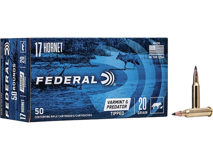 Federal Varmint and Predator 17 Hornet Ammo 20 Grain Polymer Tip Box