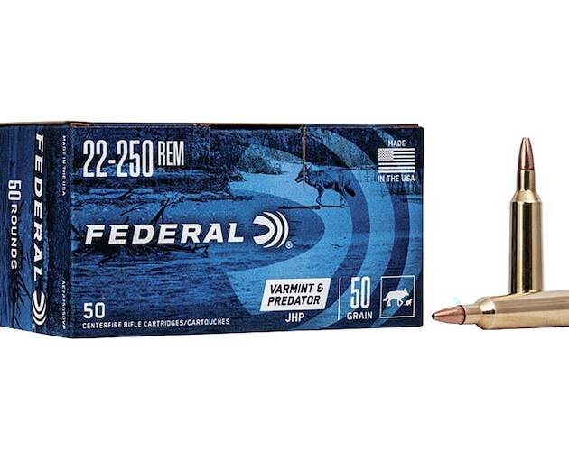 Federal Varmint and Predator 22-250 Remington Ammo 50 Grain Jacketed Hollow Point