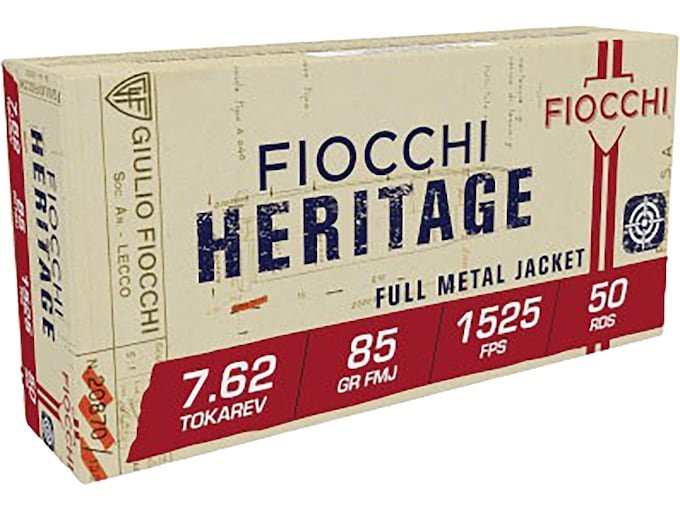 Fiocchi 7.62x25mm Tokarev Ammo 85 Grain Full Metal Jacket