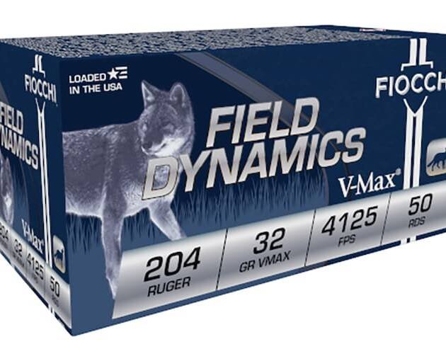 Fiocchi Field Dynamics 204 Ruger Ammo 32 Grain Hornady V-Max Polymer Tip