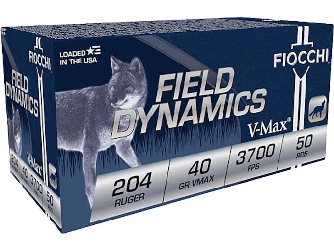 Fiocchi Field Dynamics 204 Ruger Ammo 40 Grain Hornady V-Max Polymer Tip