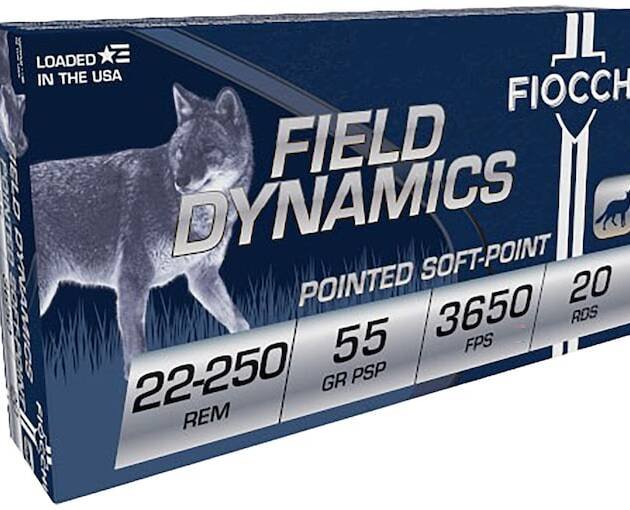 Fiocchi Field Dynamics 22-250 Remington Ammo 55 Grain Jacketed Soft Point