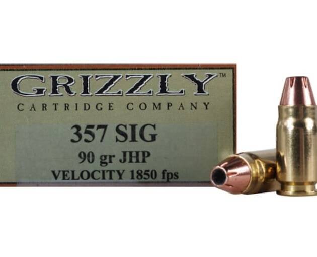 Grizzly Cartridge High Performance Handgun 357 Sig Ammo 90 Grain Jacketed Hollow Point