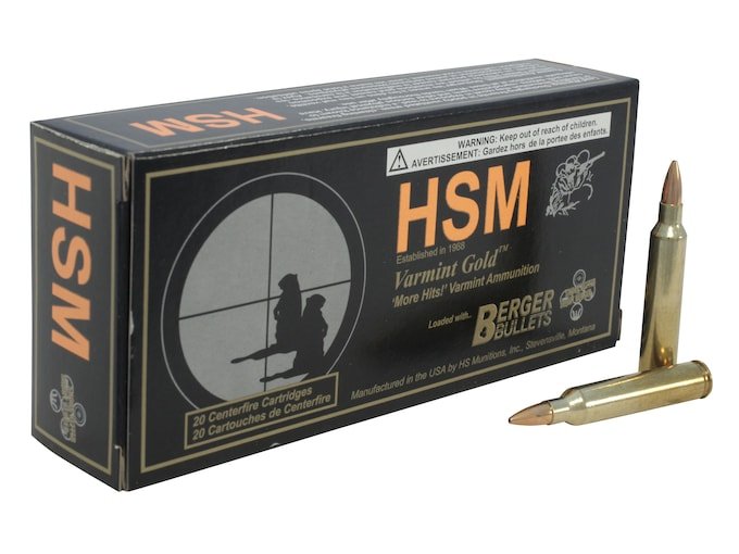 HSM Varmint Gold 204 Ruger Ammo 35 Grain Berger Varmint Jacketed Hollow Point