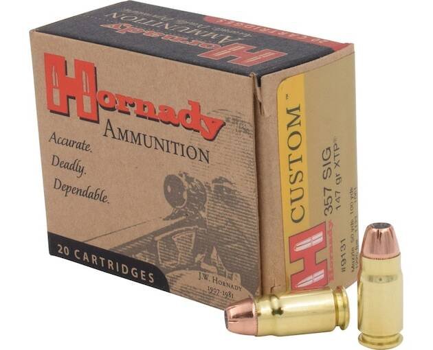Hornady Custom 357 Sig Ammo 147 Grain Hornady XTP Jacketed Hollow Point