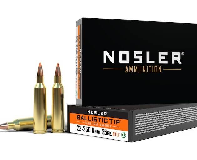 Nosler BT Varmint 22-250 Remington Ammo 35 Grain Nosler Ballistic Tip Polymer Tip Lead Free