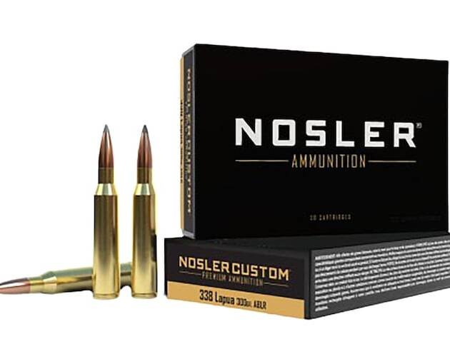 Nosler Custom 338 Lapua Magnum Ammo 250 Grain Nosler AccuBond Bonded Polymer Tip