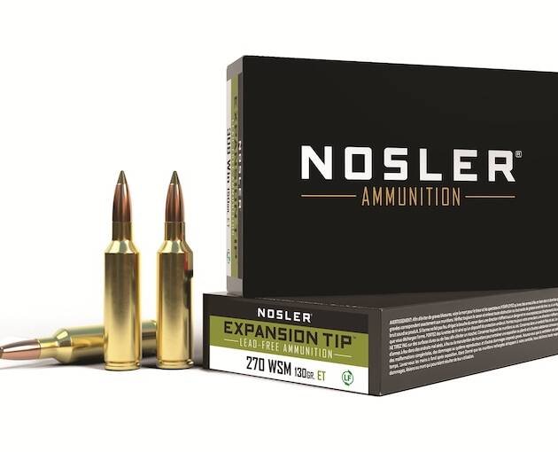 Nosler E-Tip 270 Winchester Short Magnum (WSM) Ammo 130 Grain Nosler Expansion Tip (E-Tip) Polymer Tip Lead Free