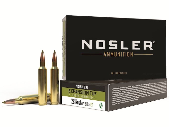 Nosler E-Tip 28 Nosler Ammo 150 Grain Nosler Expansion Tip (E-Tip) Polymer Tip Lead Free