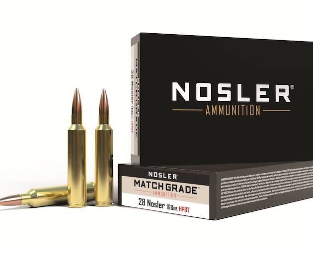 Nosler Match Grade 28 Nosler Ammo 168 Grain Nosler Custom Competition Jacketed Hollow Point