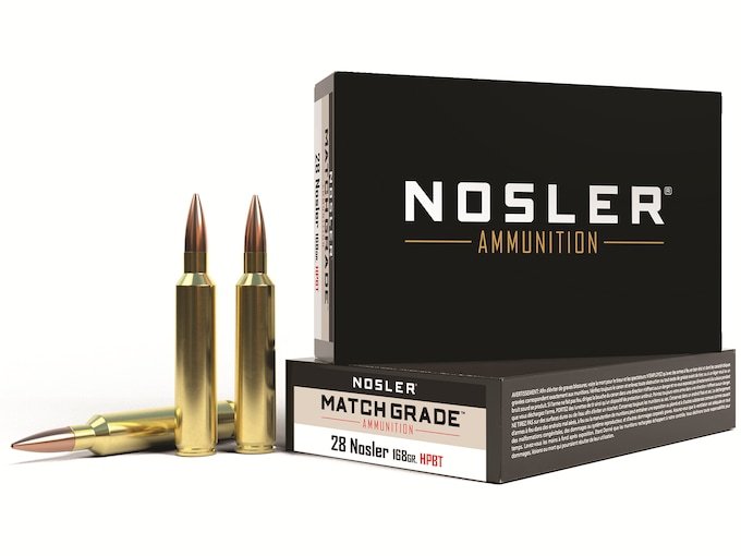 Nosler Match Grade 28 Nosler Ammo 168 Grain Nosler Custom Competition Jacketed Hollow Point