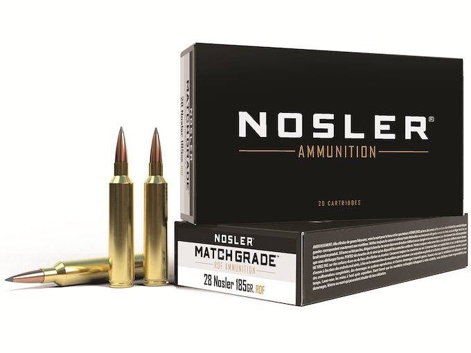 Nosler Match Grade 28 Nosler Ammo 185 Grain Nosler RDF Jacketed Hollow Point