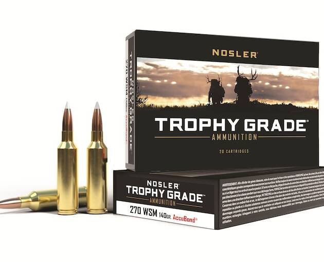 Nosler Trophy Grade 270 Winchester Short Magnum (WSM) Ammo 140 Grain Nosler AccuBond Bonded Polymer Tip